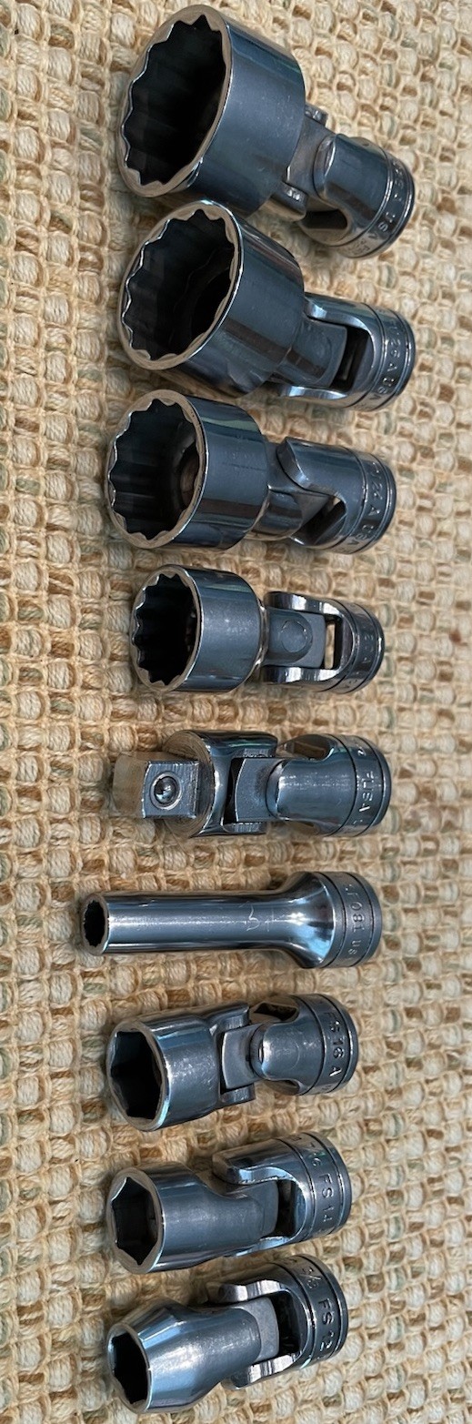 Snap-on Swivel-Sockets 3/8” Drive 12-point and 6 point 9 Miscellaneous sizes