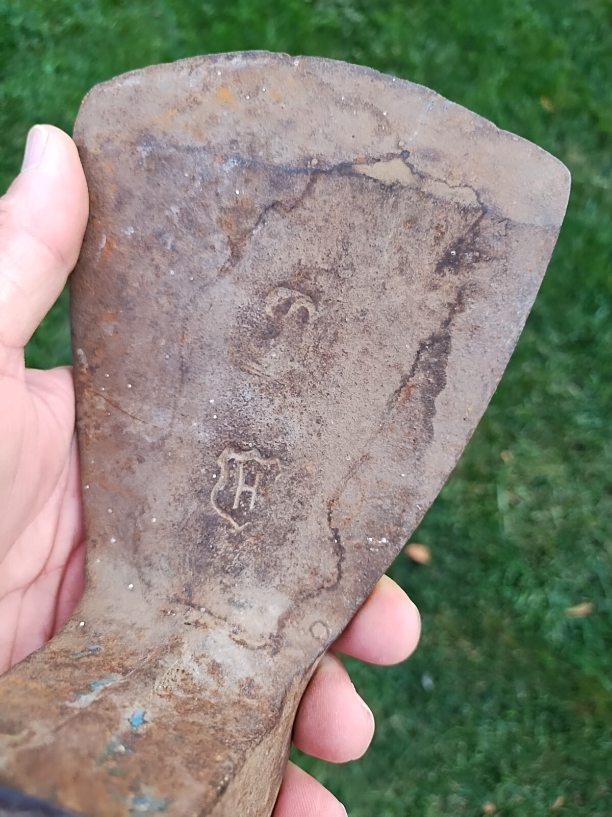 Antique Primitive Hewing Hubbard Railroad Adze Axe Head H Shield Brand 4.5 lbs