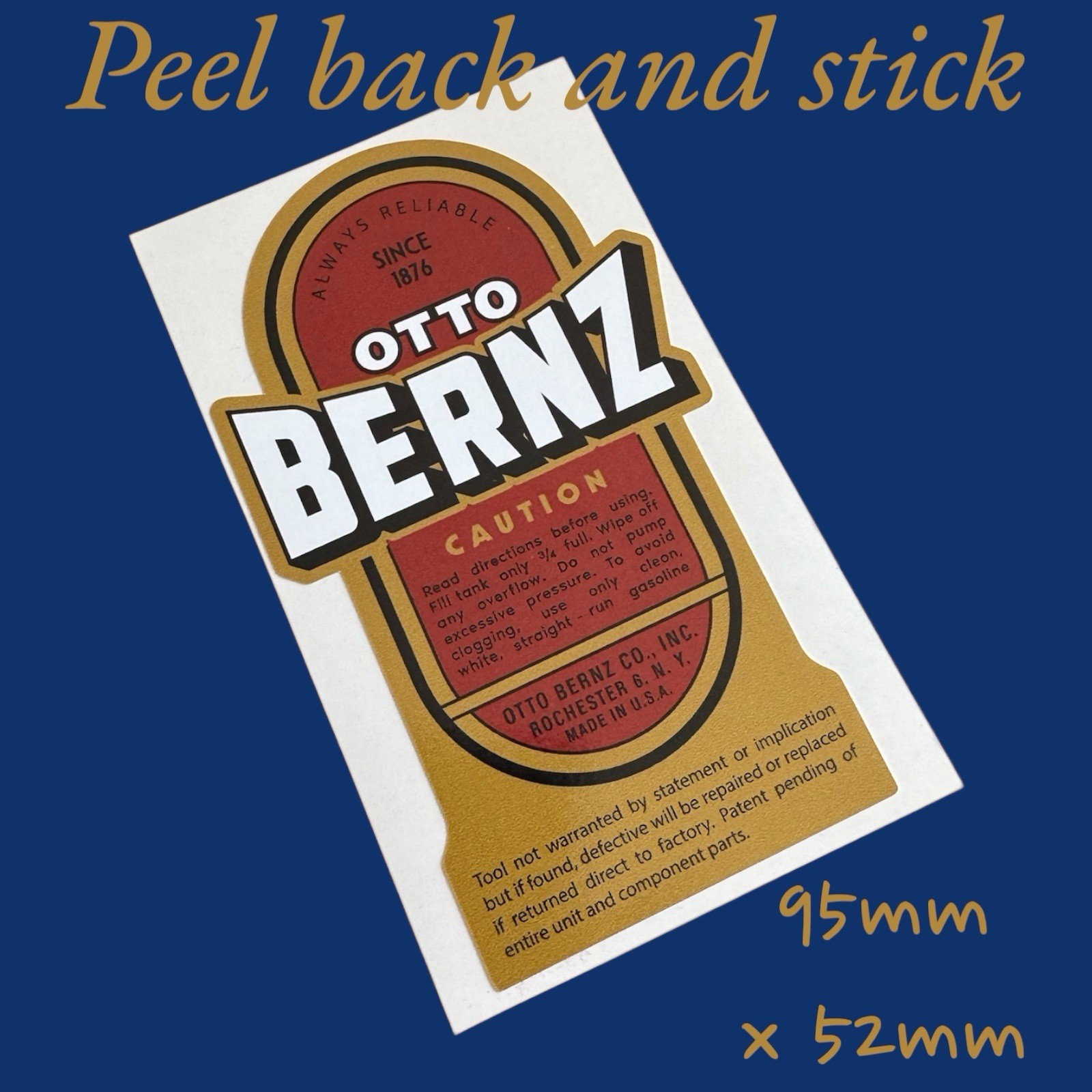 OTTO BERNZ Vinyl Sticker Decal Vintage Classic Lamp Brass Tool Tools FAMOUS 1876