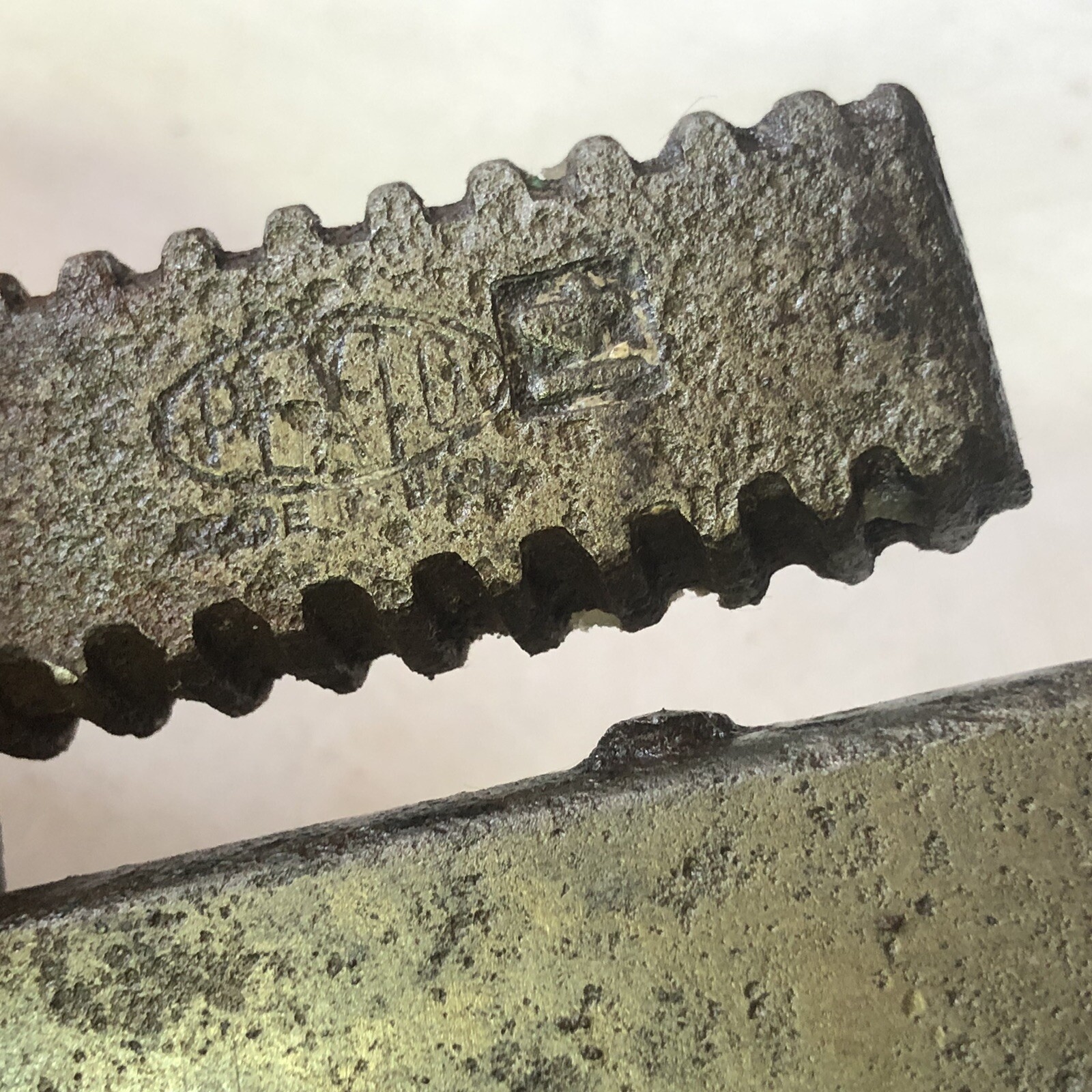 Vintage Steel Monkey Wrench Pexto Adjustable Pipe Tool Rusty Patina Very Old USA