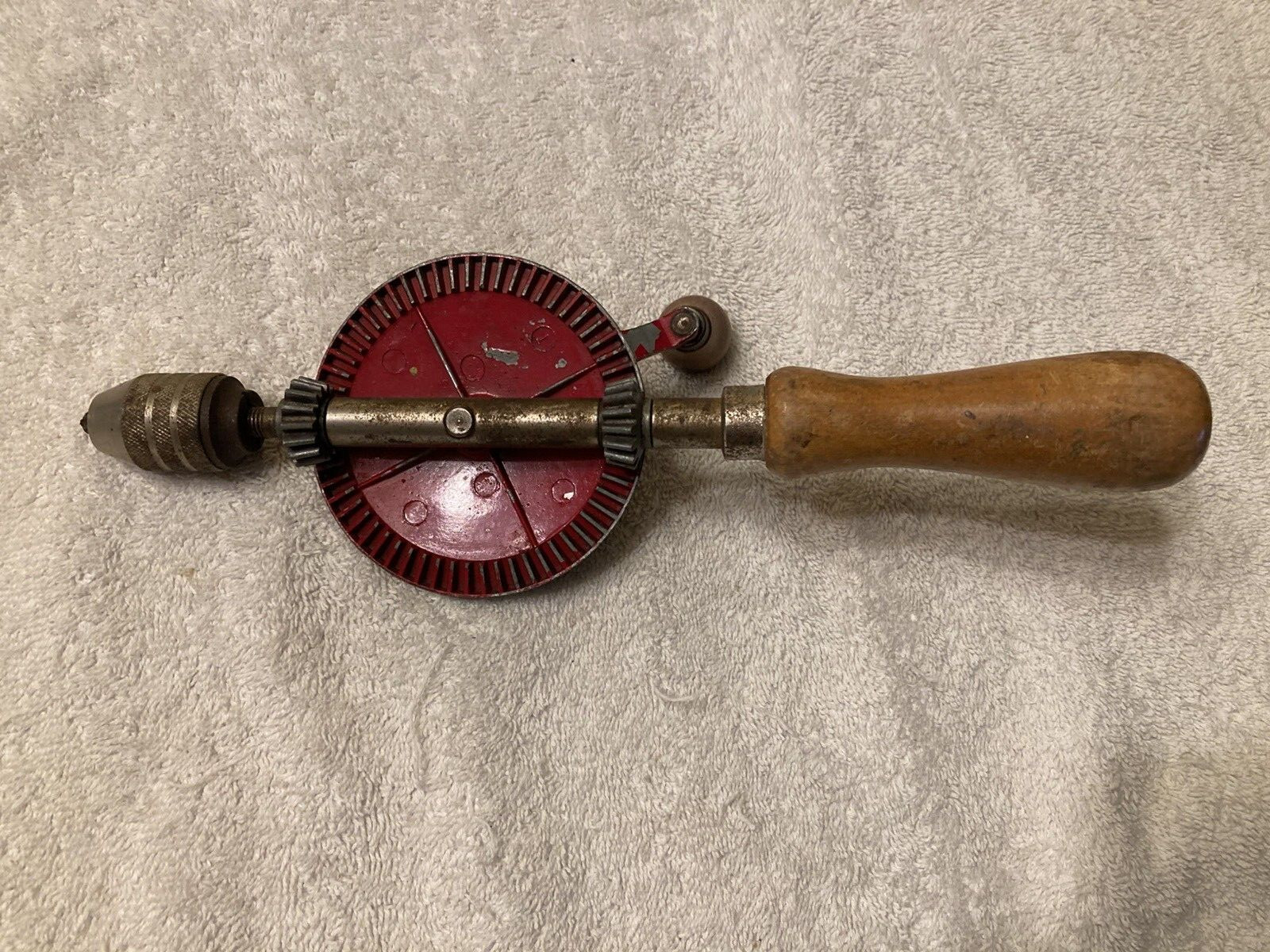 Vintage Dunlap Hand Drill, Egg Beater Type, Metal Gears, Hand Chuck, Works, USA