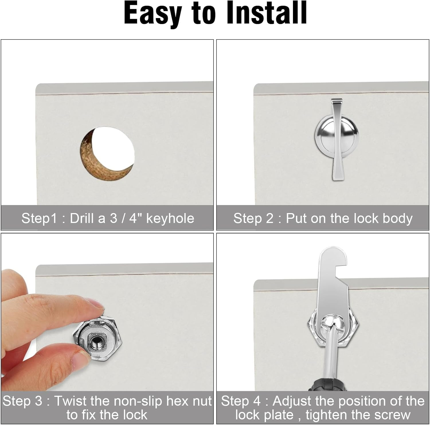 Thumb Operated Offset Cam Lock, 1-3/8” RV Storage Locks 5PCS Cabinet Locks 5PCS