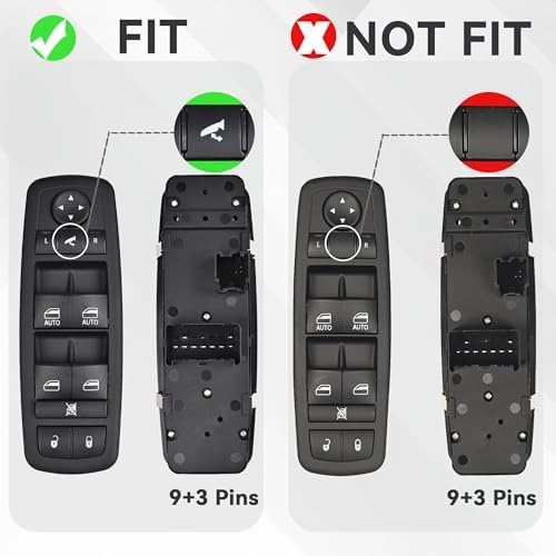 Driver Side Master Power Window Switch 9 Pins + 3Pins Compatible with 2012-20…