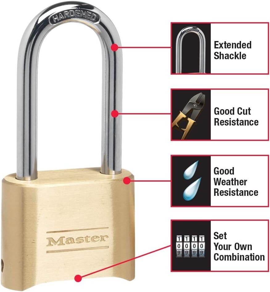 Durable Keyless Outdoor Combination Padlocks with 2-1/4-Inch Shackles – 2 Pack