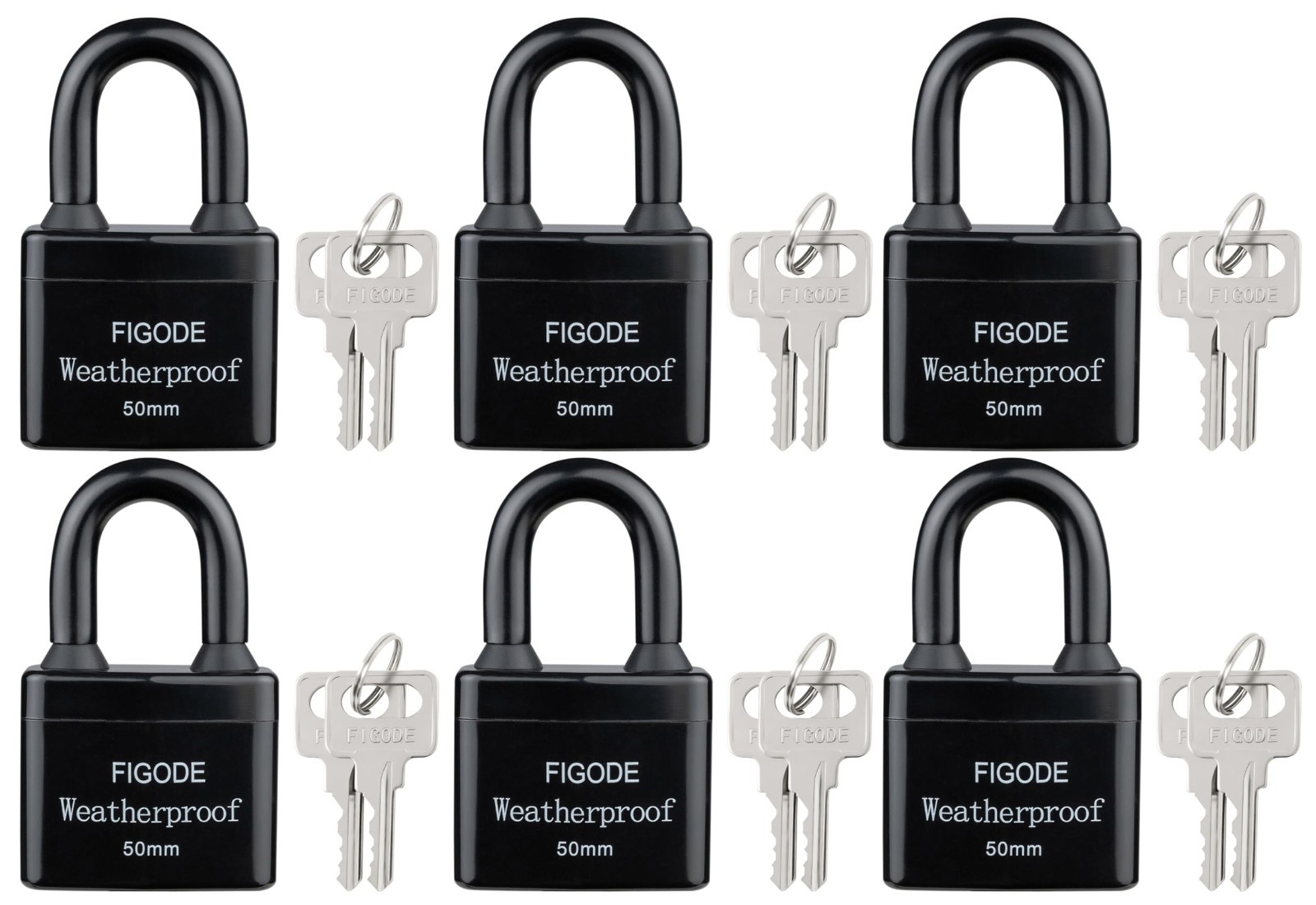 Heavy Duty Waterproof Padlocks – 2.2″ Wide Laminated Steel, 6 Locks Same Key, St