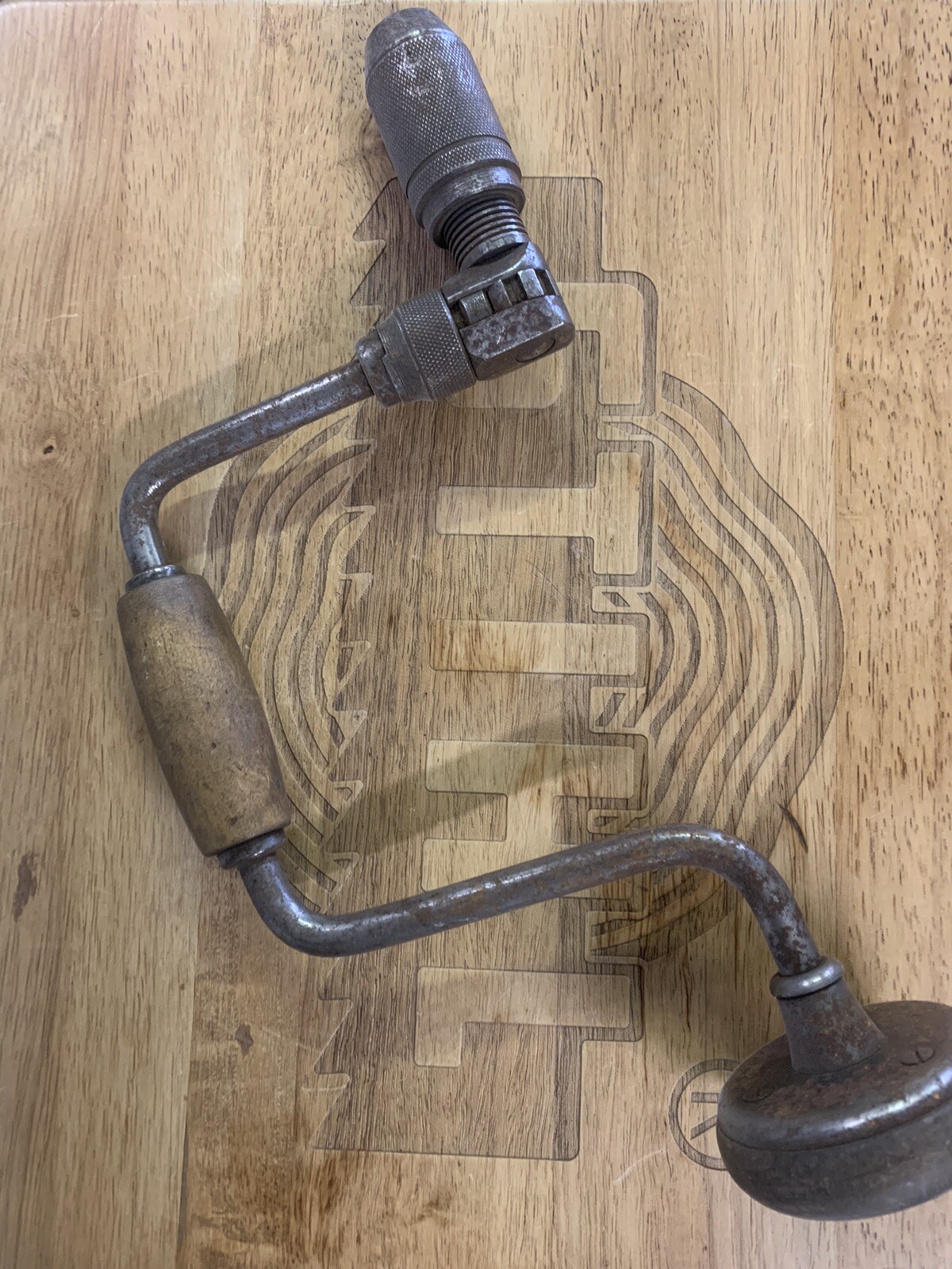Vintage Barker No.P 10″ Ratcheting Hand Drill Bit Brace Woodworking Auger (E5)