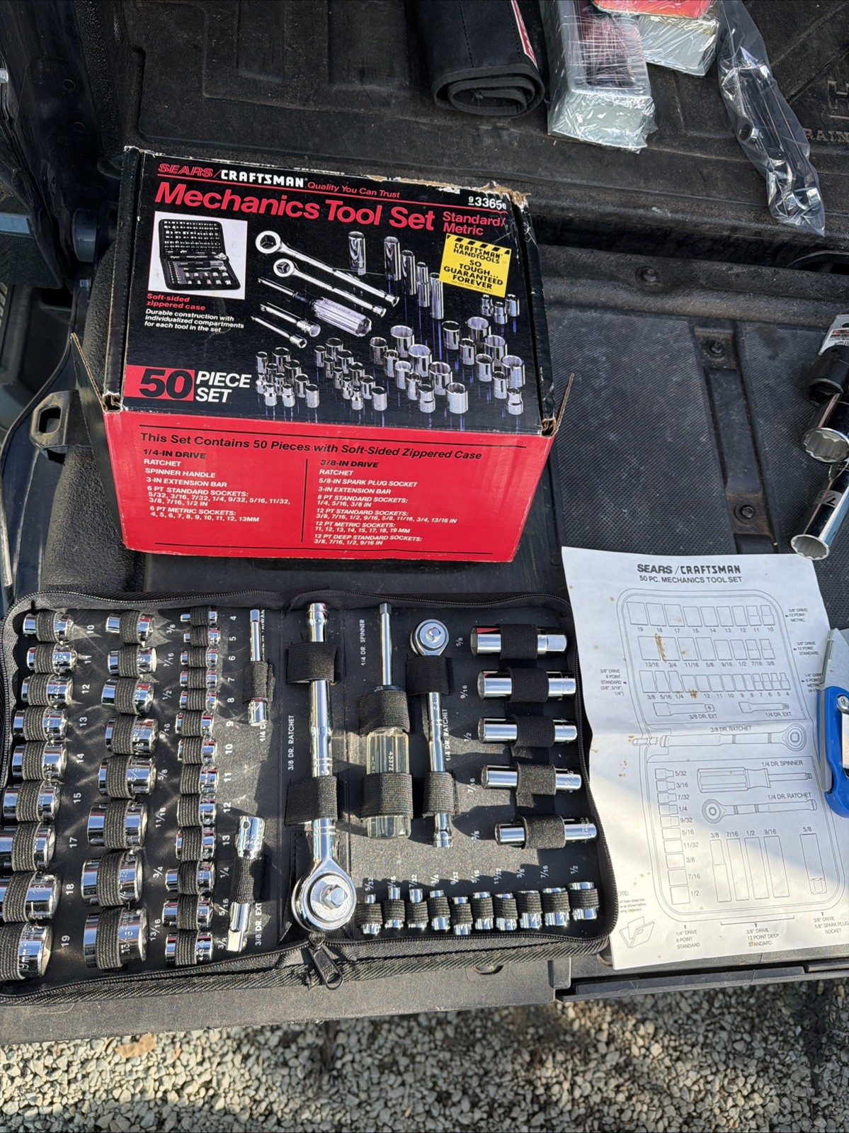 Sears Craftsman USA Nos Rare 50pc Mechanics Tool Set 33650 SAE Metric Ratchets