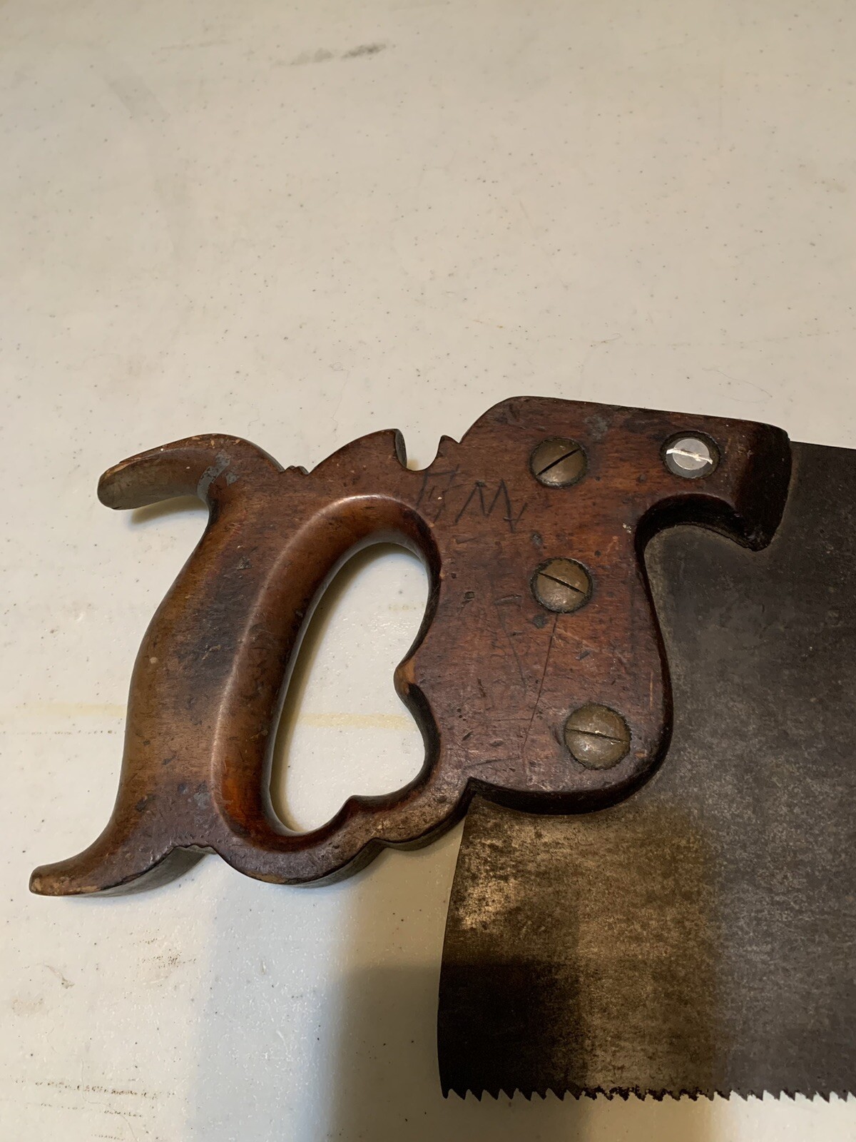 Vintage Disston Sons Philada 2 Medallion Cross Cut Hand Saw **Preowned & Used**