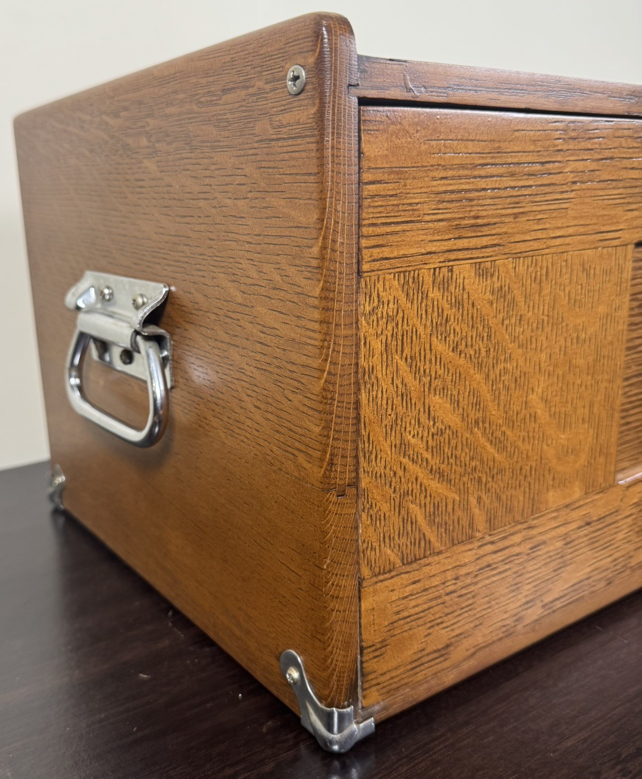Vintage H. Gerstner Sons Oak Riser Base Machinist Chest Storage Tool Box w/ Key