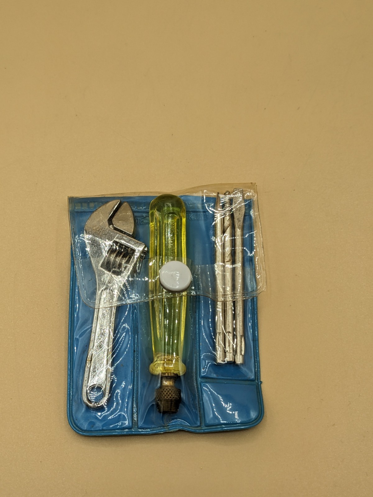 Vintage Mini Tool Kit Pocket Size Pouch Adjustable Wrench Screwdriver Set HK
