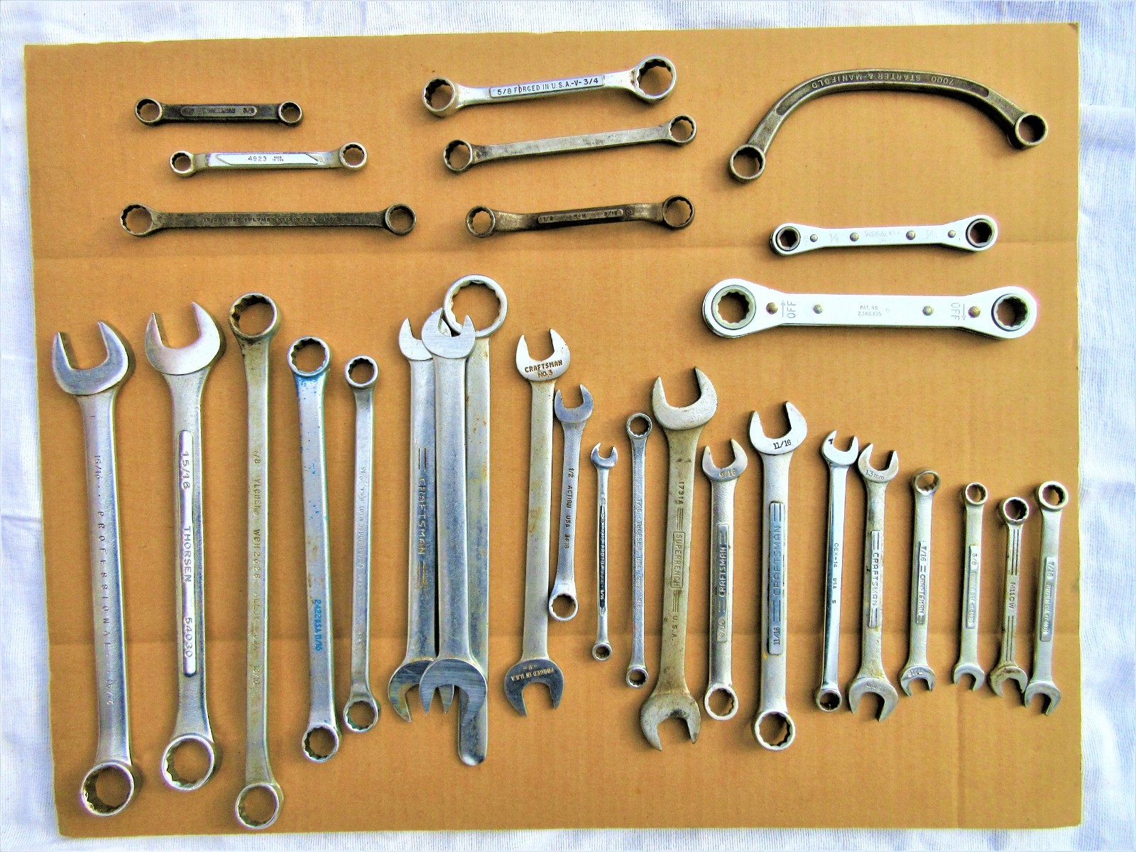 Huge 30 Misc Wrench Lot Open Closed Box End Wrenches Metric SAE Craftsman USA