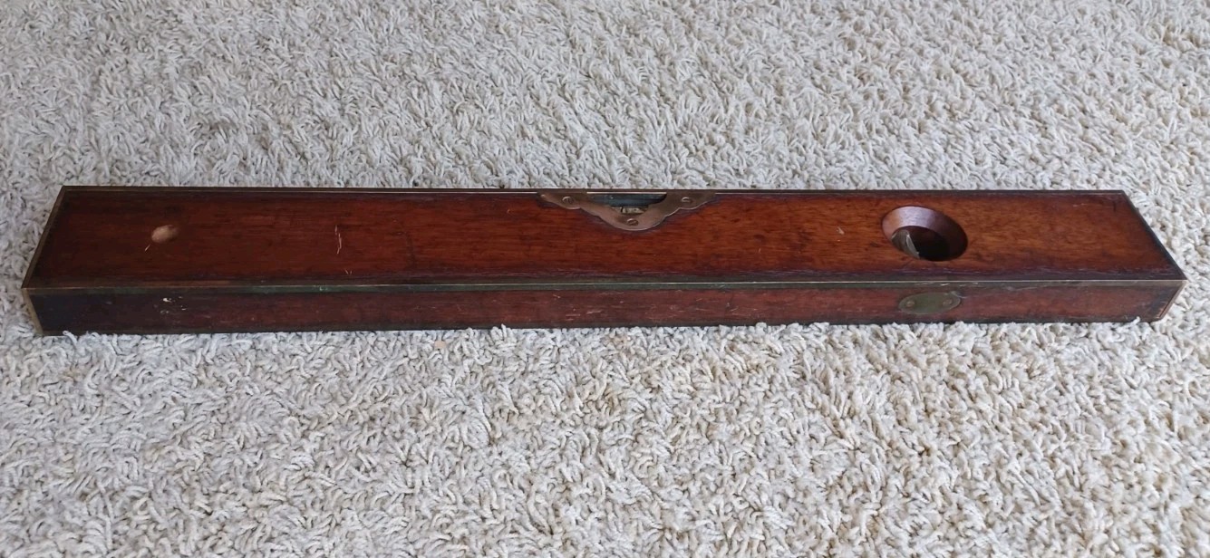Stratton Bros. No. 1 Brass Bound Rosewood Level 24″ circa 1888, PLUS 2 Stanleys!
