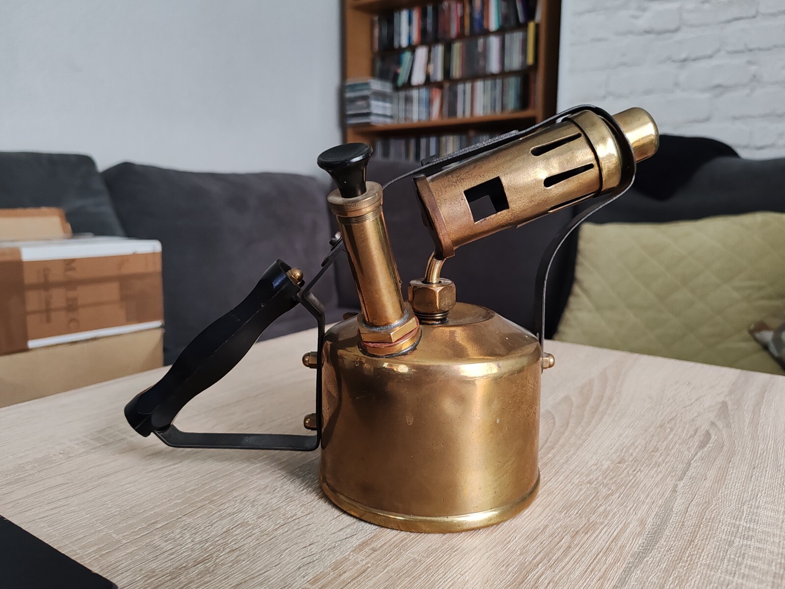 Stylish Vintage Brass Blow Torch with Bakelite Handle vintage