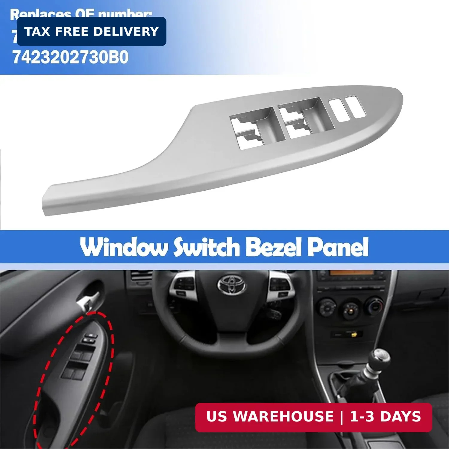 Osompar Power Window Switch Bezel Front Driver Side (Silver) Compatible with 200