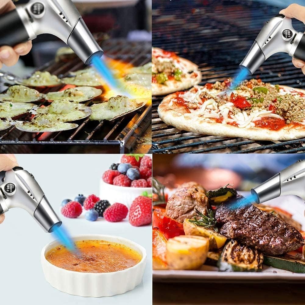 Elegant Refillable Culinary Torch: Adjustable Lock Flame for Perfect Desserts