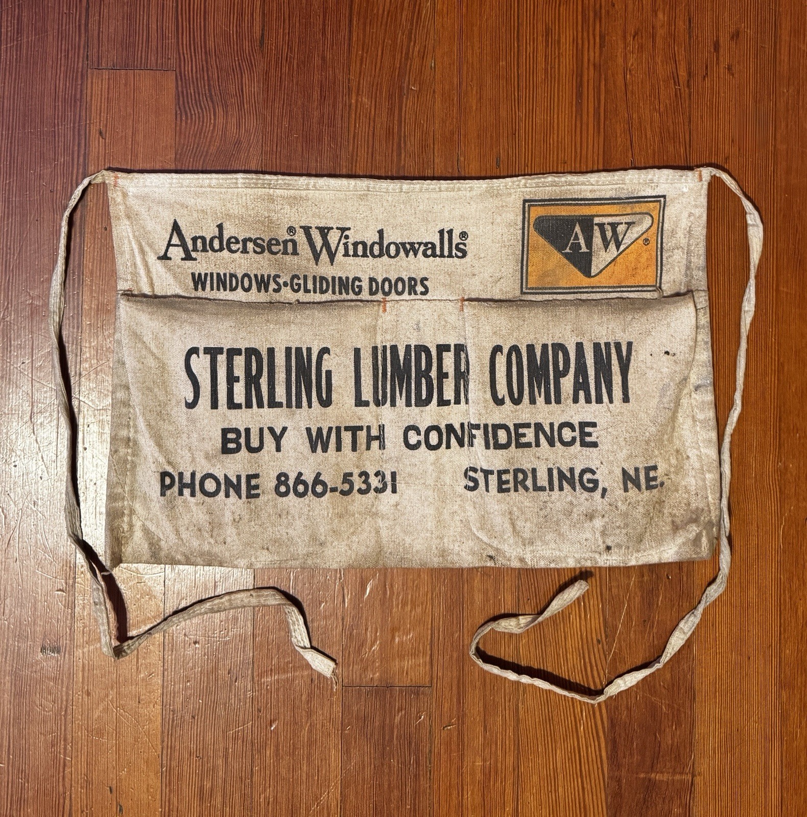 Vtg 50s 60s Advertising Sterling Lumber NE Nail Carpenter Apron Canvas Workwear