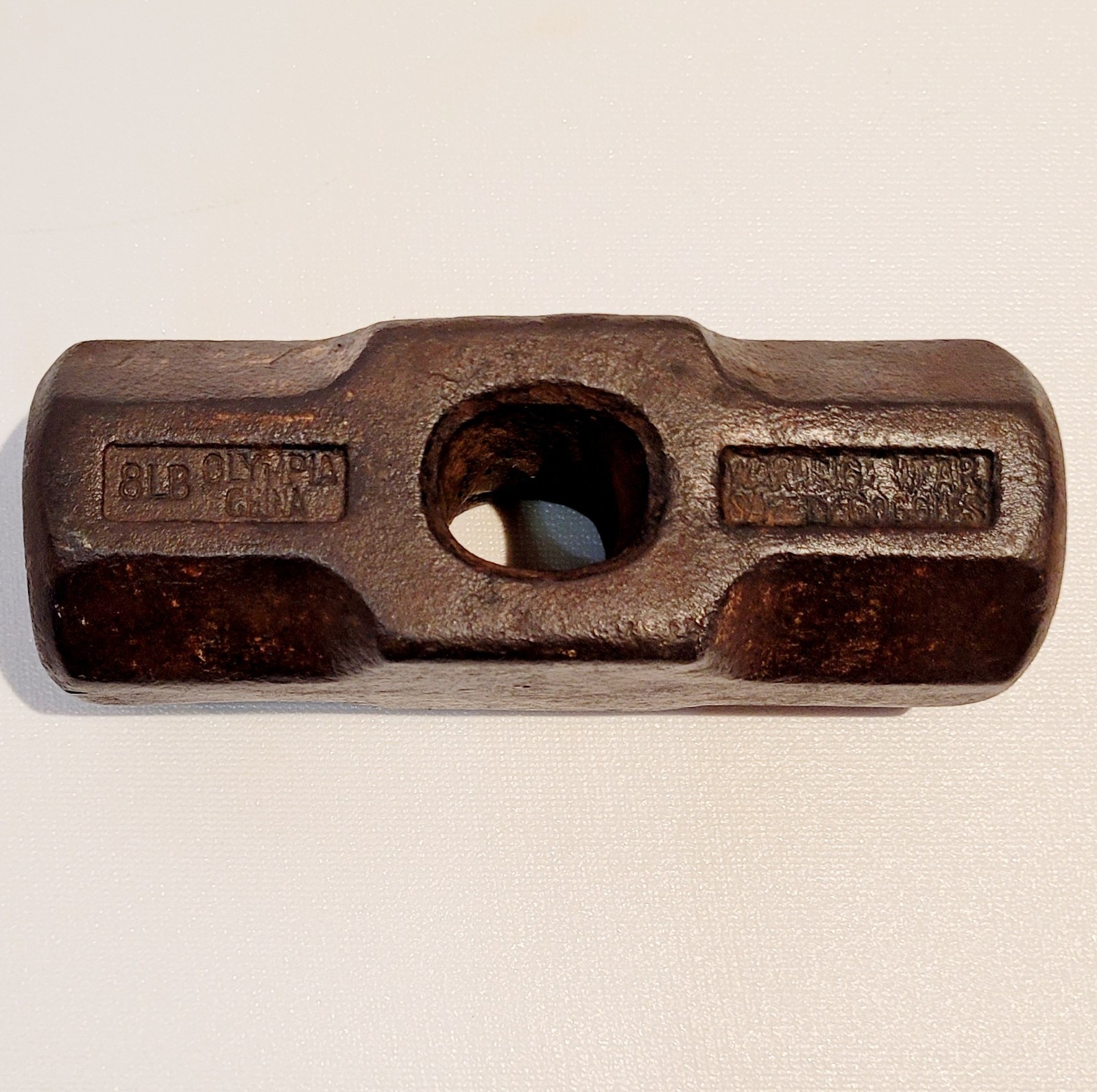 VTG OLYMPIC SLEDGE HAMMER HEAD -8# MADE CHINA. WEIGHS 7 LBS 11 OZ–6 3/8″ LONG
