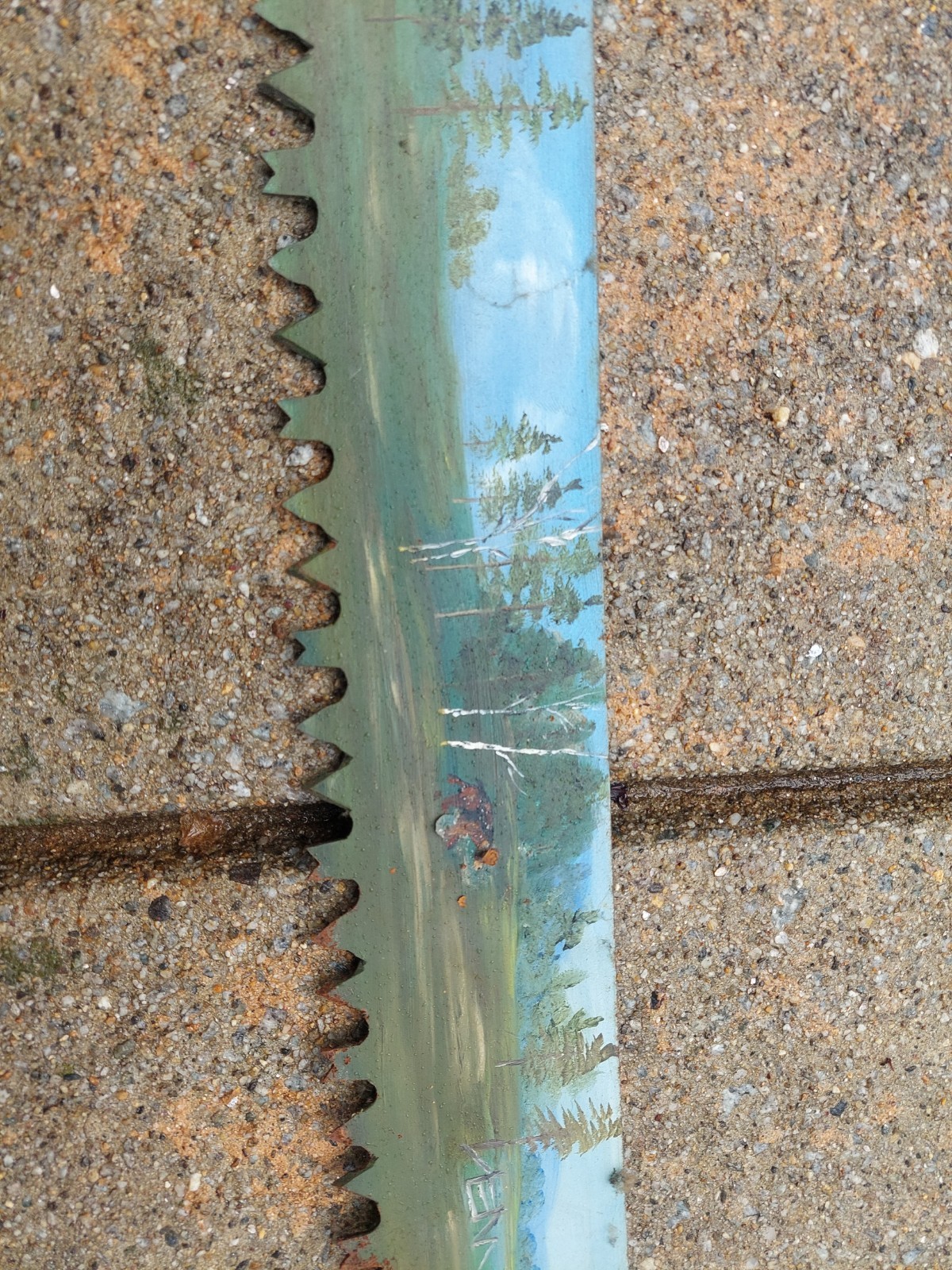 Barn Antique Hand Painted Two Man Crosscut Logging Saw 60″ Blade Log Tool Maine