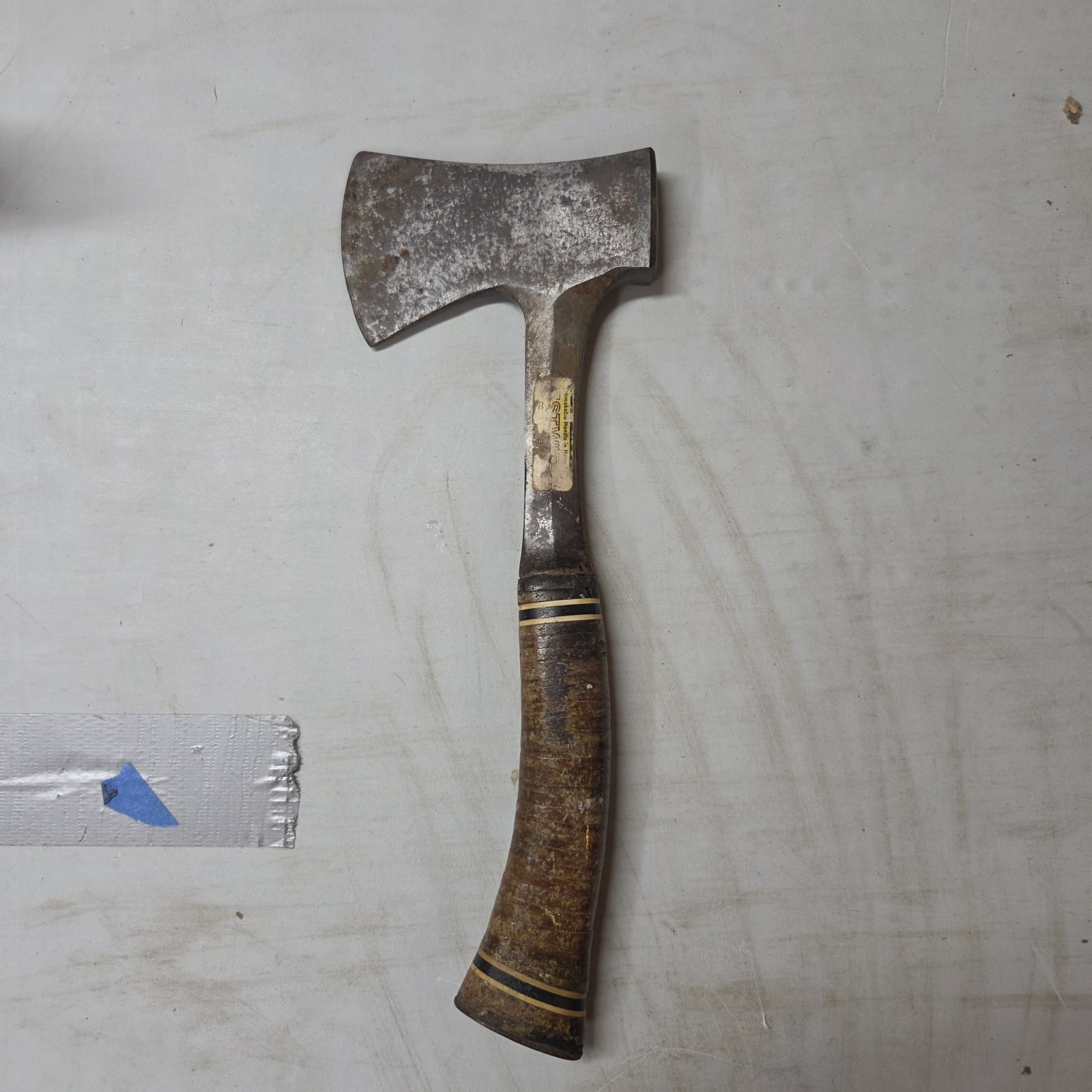 Vintage Estwing 24A Sportsman’s Axe Hatchet Made in USA Stacked Leather Handle.