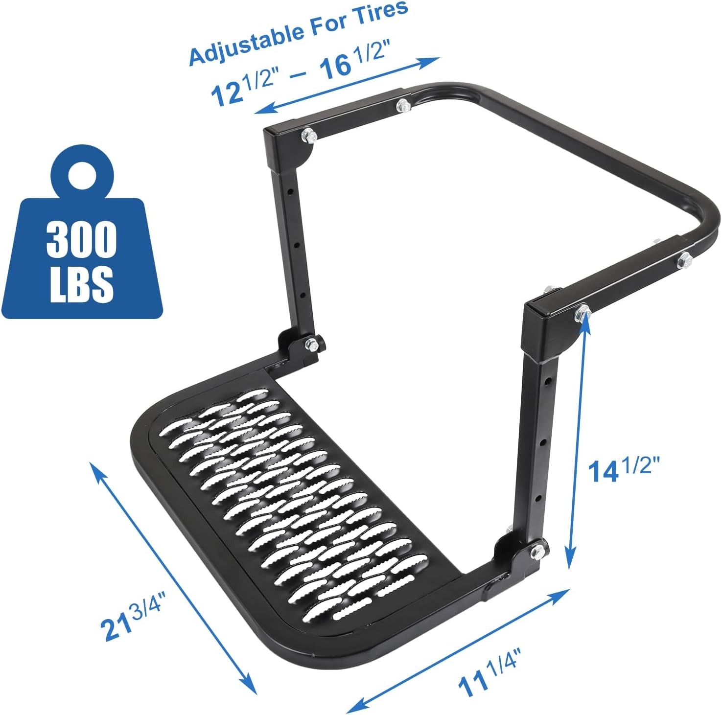 Folding Heavy Duty Tire Step for Truck, SUV and RV Adjustable Type2, Black