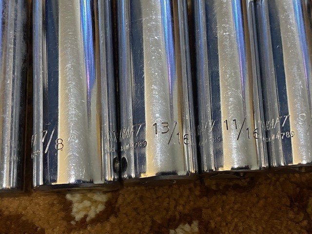 Lot of 20 Powr-Kraft 1/2″ & 3/8″ Dr 12 Pt Deep Well Sockets & Extensions