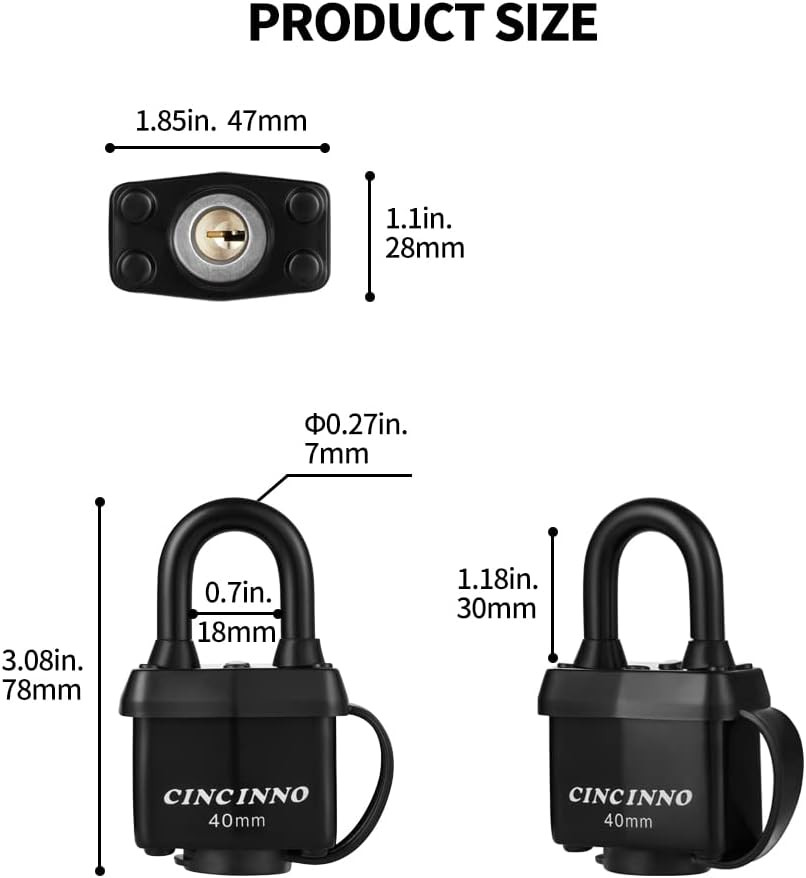 Weatherproof Padlocks for Outdoor Use, 6 Pack Keyed Alike Padlocks with 1-9/1…