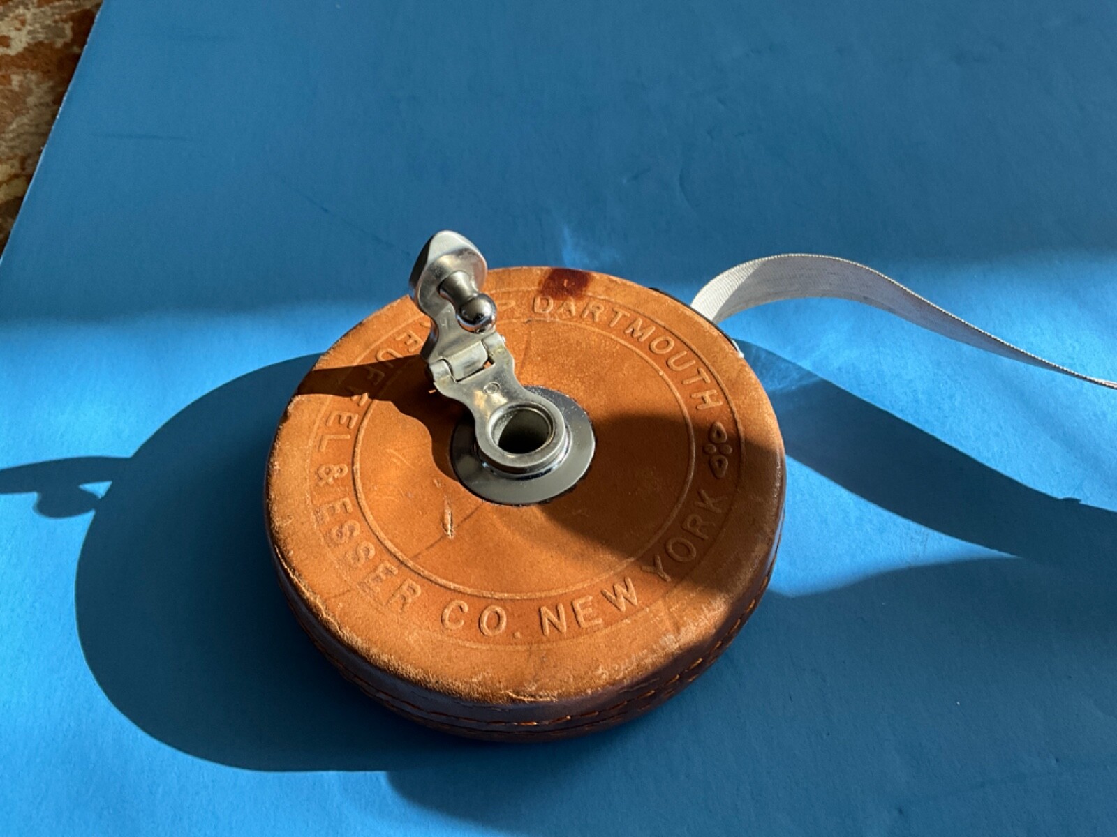 Vintage Keuffel & Esser Co. N.Y. The Popular Tape Measure Leather Case 50 feet