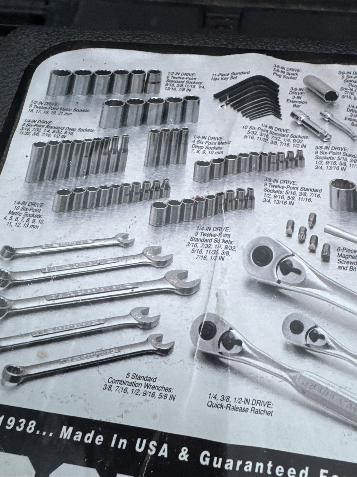 Rare Sears Craftsman USA 120pc Mechanics Tool Set Socket Ratchet 33820 Light Use