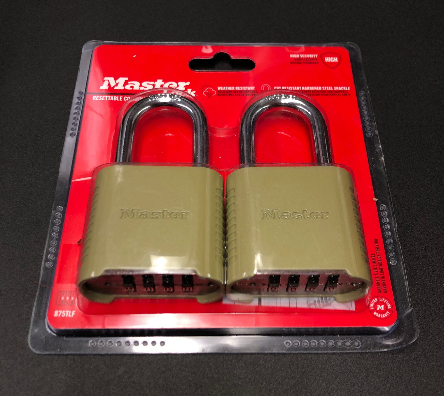 Master Lock 875TLF 1-1/2″ Outdoor Combination Lock Resettable, 2PC (NEW SEALED)