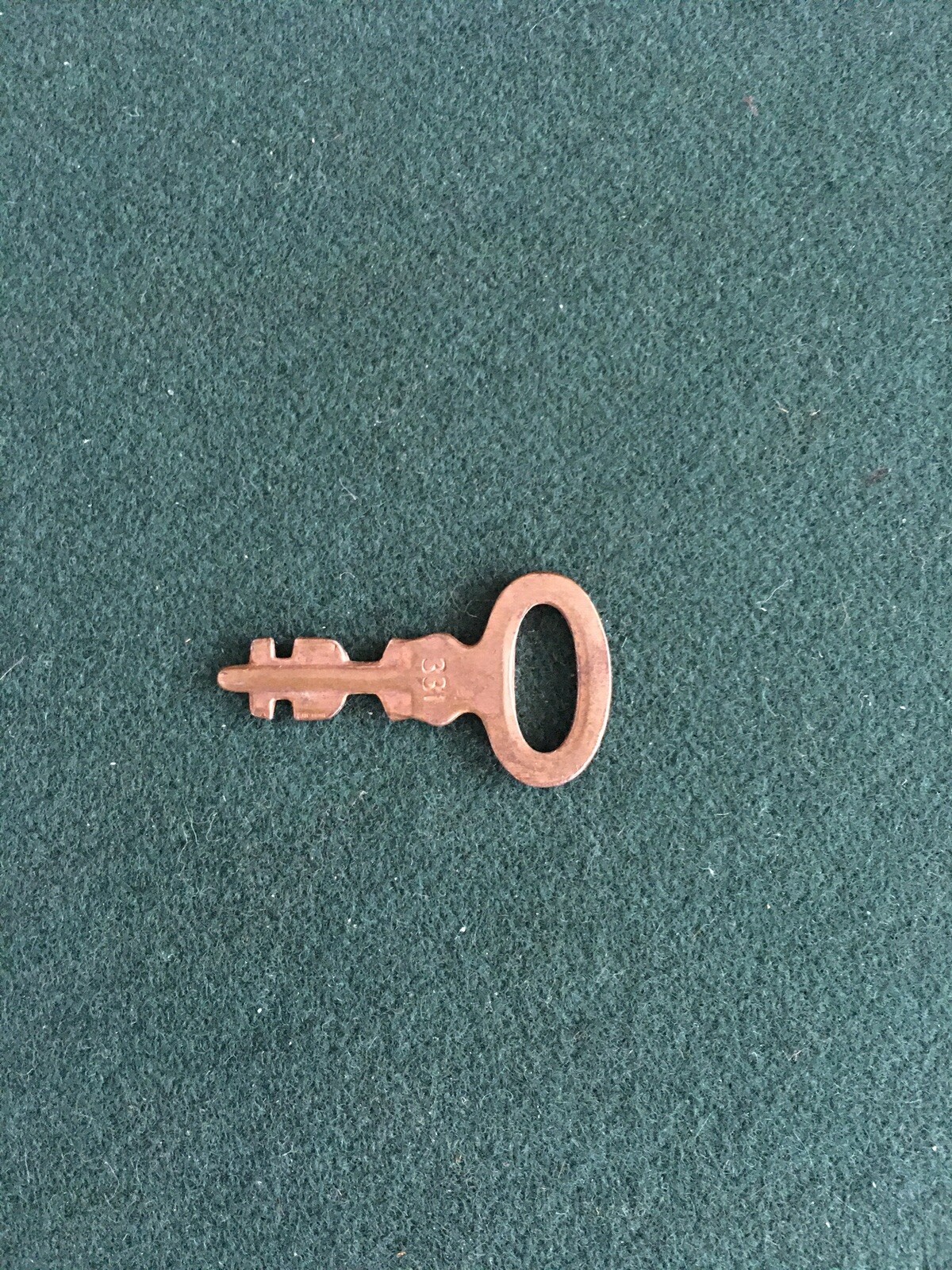 Vintage Antique Lock Key #331 Brass Tone Skeleton Key -1 3/8” Cabinets & Trunks