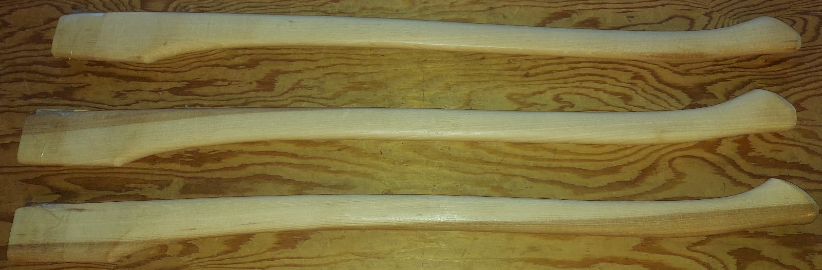 3 NOS Hickory Axe Handles B- grade