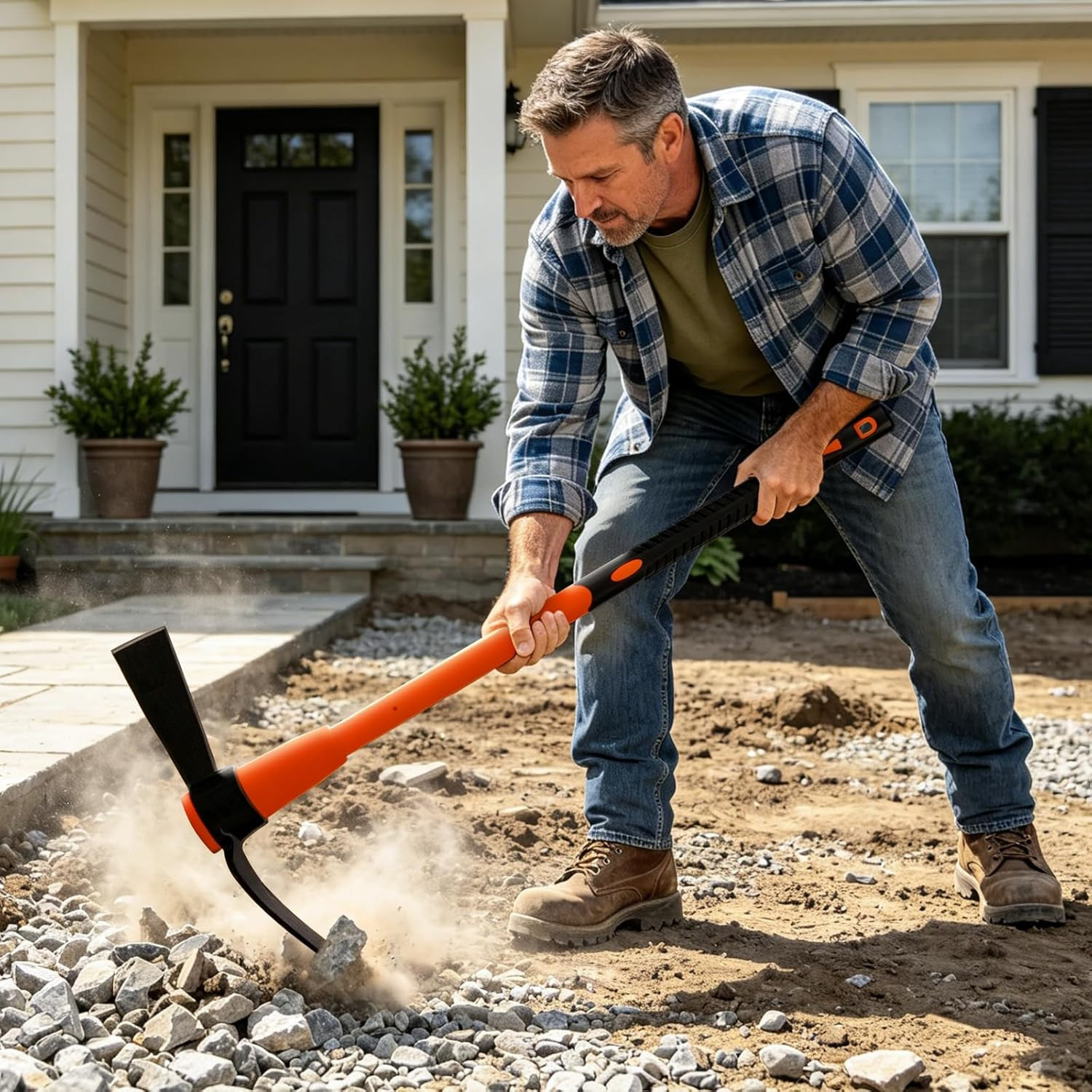 Pickaxe for Digging, Heavy Duty Pick Axe with Fiberglass Handle, 36 Inch Pick Ma