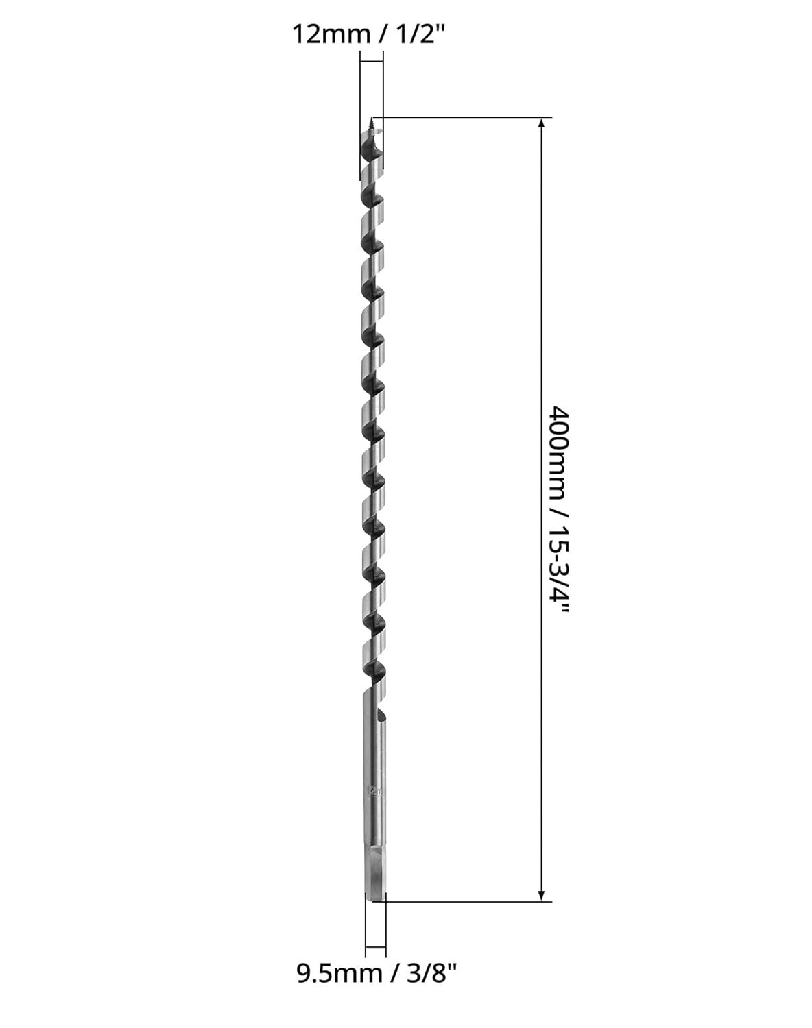 1/2″ x 16″ Auger Drill Bit, 3/8″ Hex Shank for Fast and Precise Wood Drilling