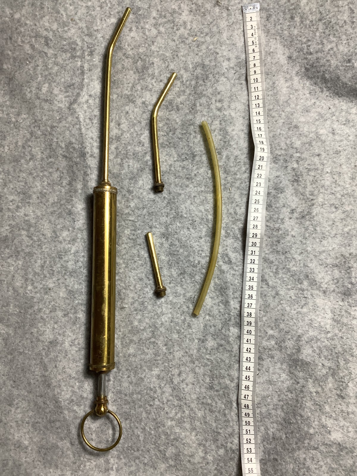 Vintage Brass Grease Gun With Spare Nozzles Y637
