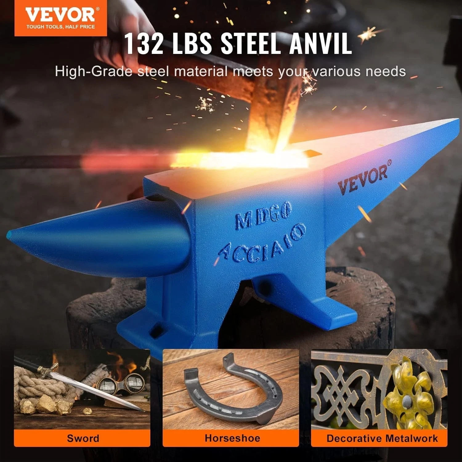 Heavy Duty 132 lbs Anvil with Polished Finish – Perfect for Smithing Projects