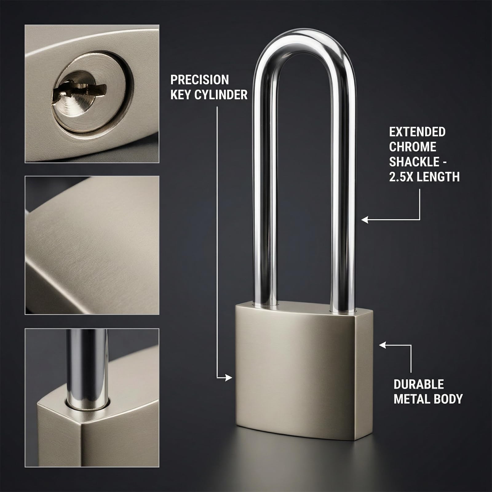 4 Pcs Silver Padlock with Keys, 3.4 Inch Long Keyed Padlocks, Shackle Pad Loc…