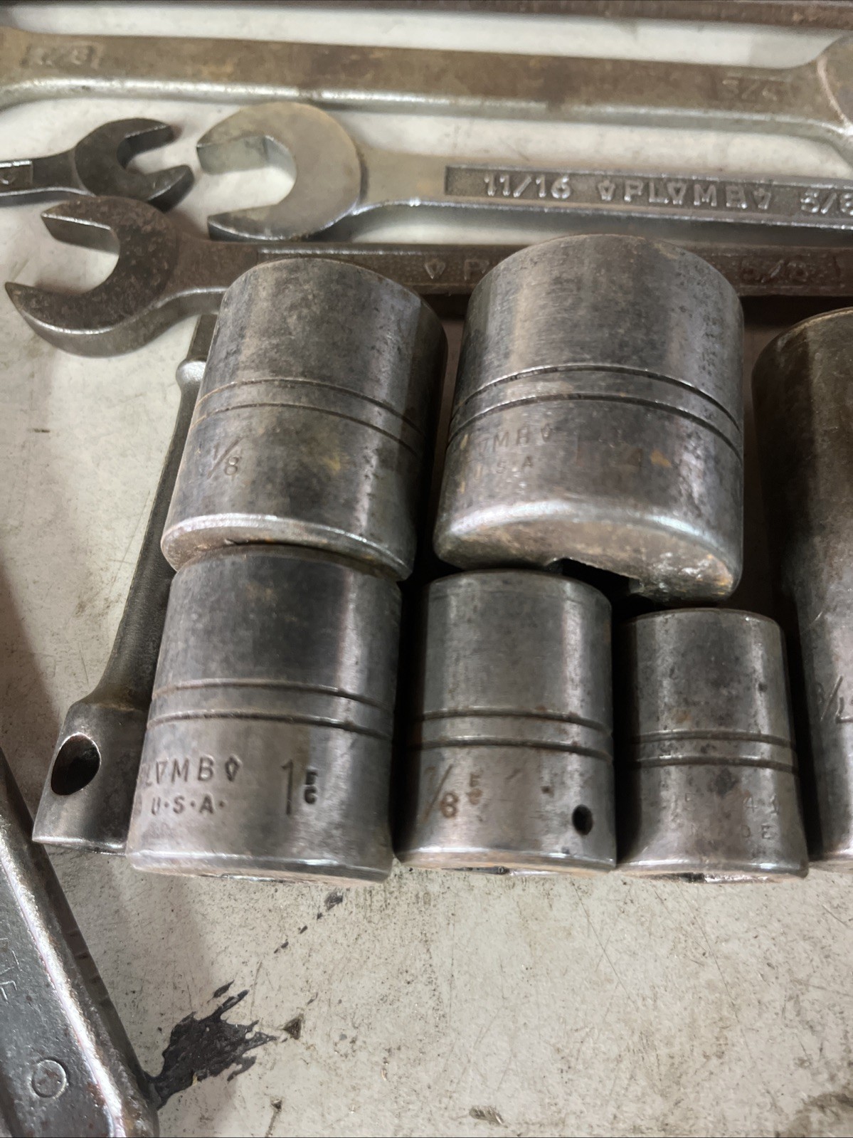 Vintage PLVMB Tool Lot Ratchet Wrenches Sockets 17 Pieces Rare Plomb Los Angeles