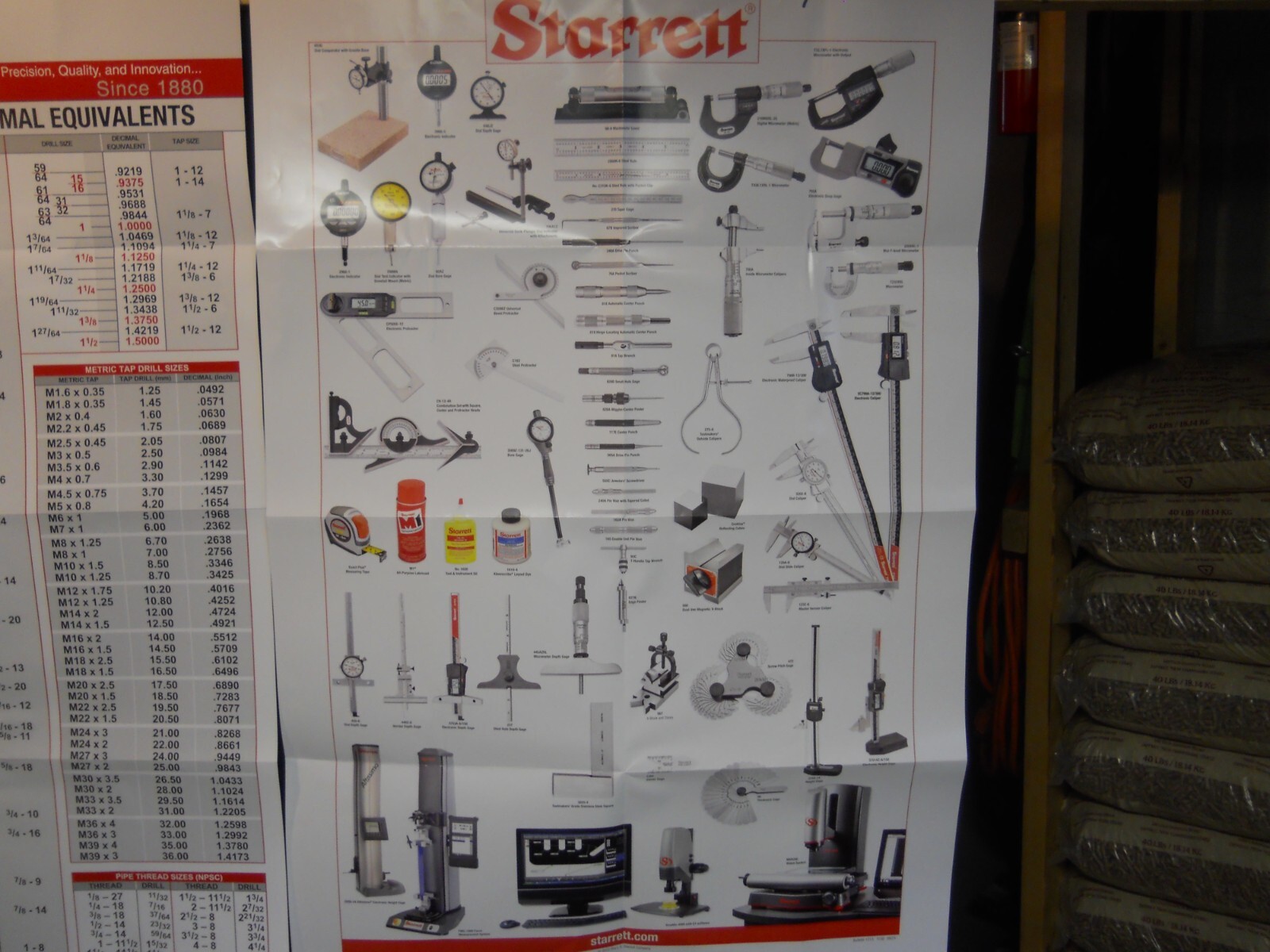STARRETT. Decimal & Tool Reference Wall Charts W/Pocket Charts & Note Pad New