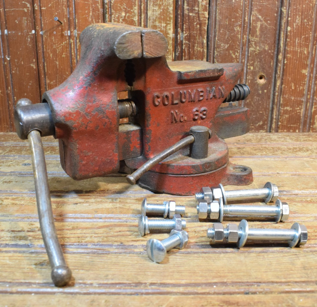 COLUMBIAN No. 63 WORK BENCH PIPE VICE HEAVY 10+ LBS MOUNTING HARDWARE KIT 4″ MAW