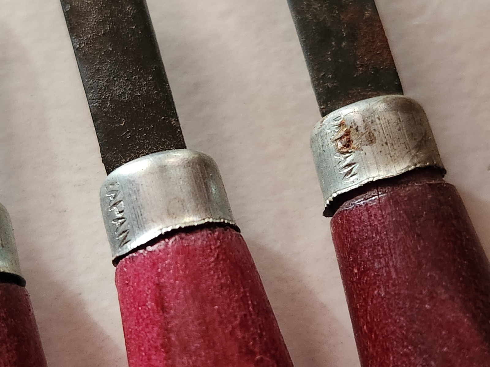 Vtg 6″ WOOD Tools 10 PIECE Alloy Steel Blades CHISEL SET Witherby? Mastercraft?