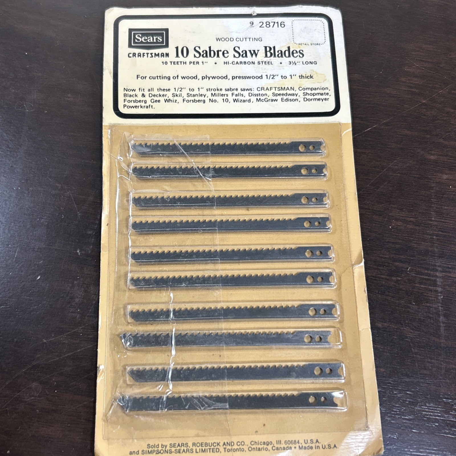 10-Pack of Sears Craftsman Sabre Saw Wood Blades 10 Teeth Per Inch New Old Stock