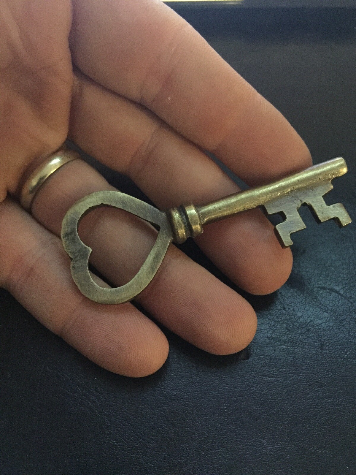 Victorian Heart Key Metal Patina Brass Castle Valentine Skeleton Collector GIFT