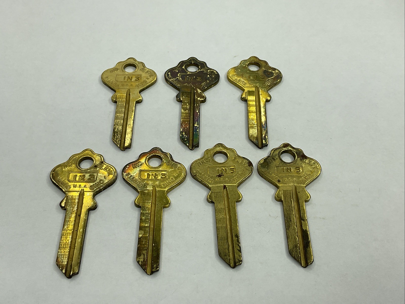 Curtis Industries NOS Key Blank Lot Of 7 Uncut Keys IN3 Brass B-CK48