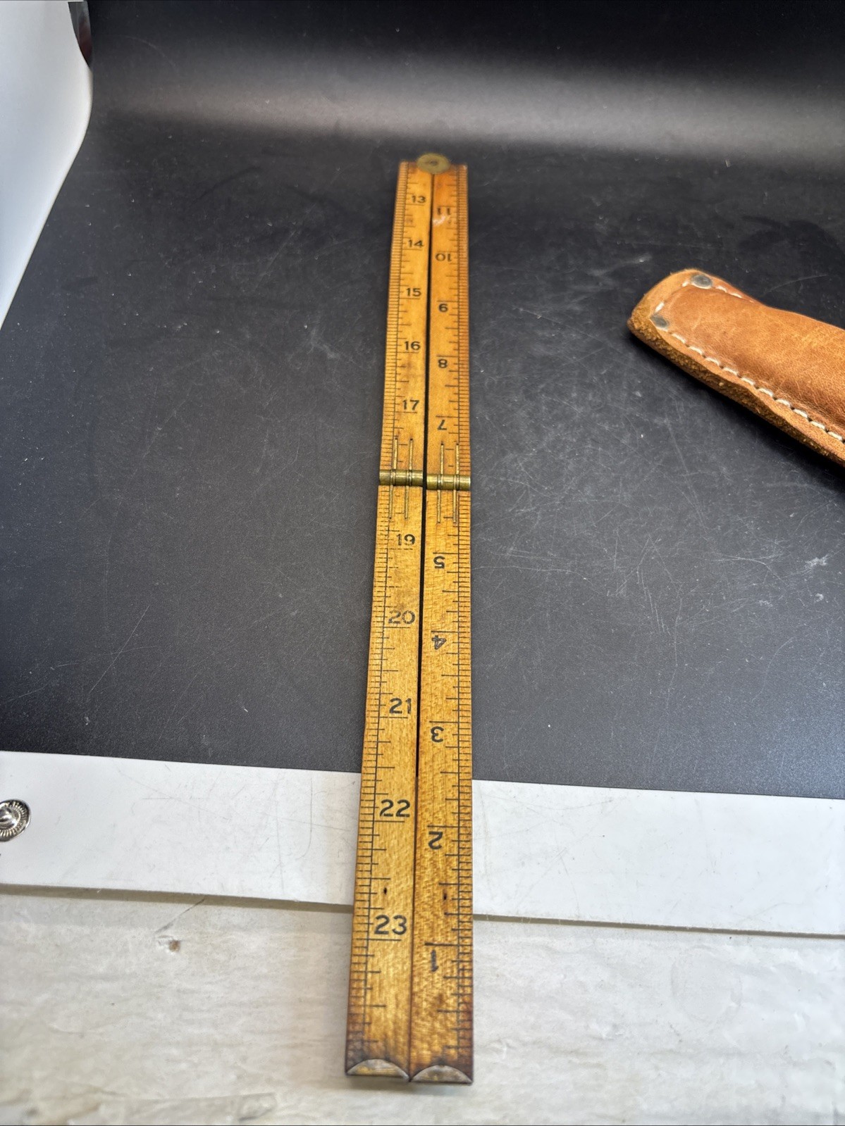 Nice Vintage Lufkin Rule Co No 48 Folding Ruler 24 Inch Brass & BoxWood