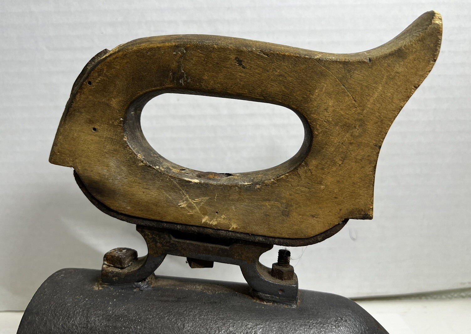 Antique Unbranded Lead Slug Iron with Wooden Handle 8.5″ x 3.5″ SEE PICS