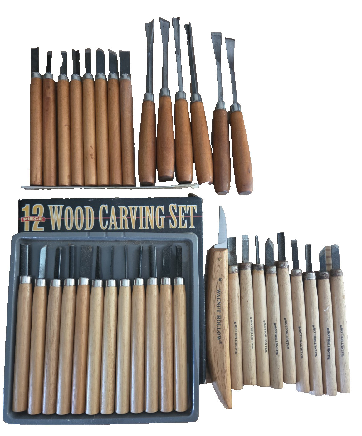 36pcs WALNUT HOLLOW Set Wood Carving Knives Tools Chisels gouges woodcraft +MORE