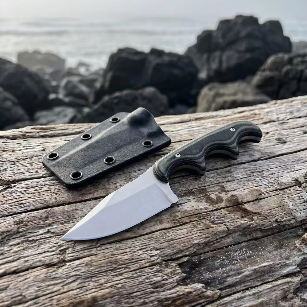 Minimalist Bowie Fixed Blade Knife 2387 Survival w/ Sheath Green Black Stainless