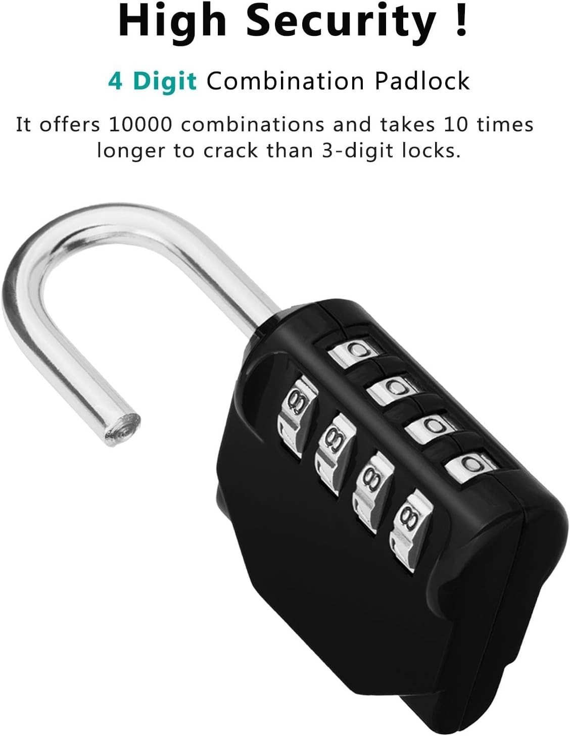 Sturdy Lock with 4-Digit Code – Weatherproof Black Padlock for Security Needs