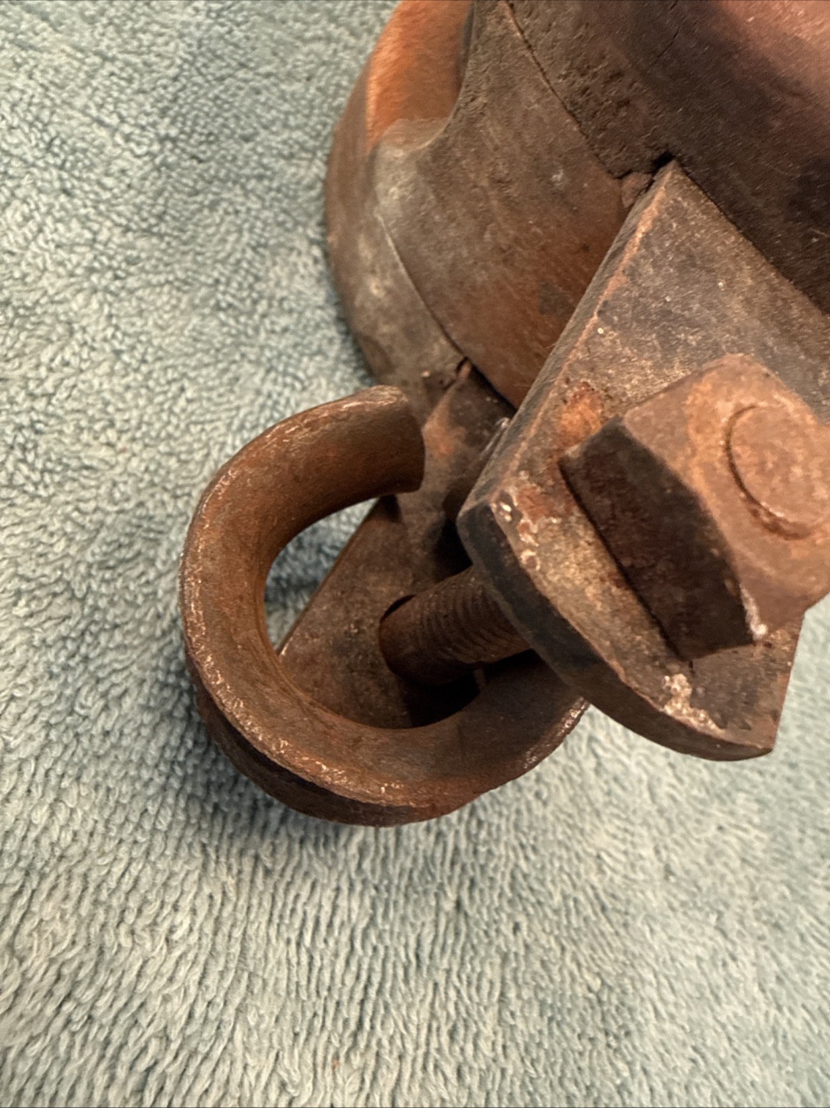 VINTAGE Wooden ANVIL Brand WESTERN BLOCK CO. Single Pulley Block & Tackle
