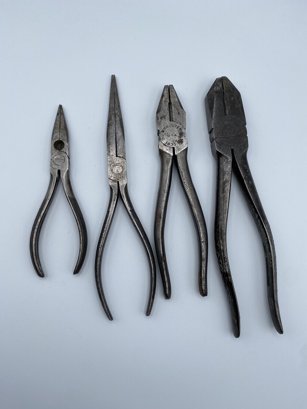 Vtg. Set Of 4 Steel Needle Nose Pliers Wire Cutters USA Germany /rw